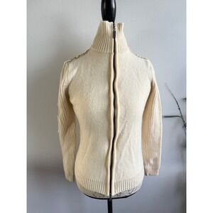 Vintage Jean Paul Gaultier‎ Wool Zip Up Turtleneck Sweater Cream Size L